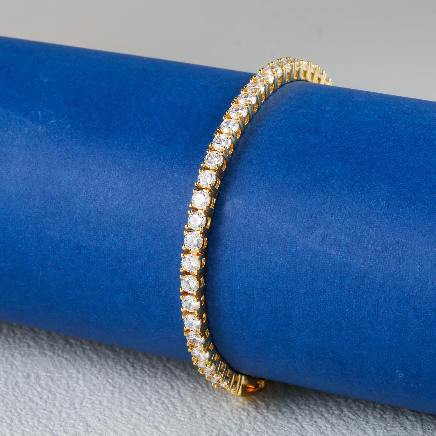 14K White/Yellow Gold Plated Cubic Zirconia Classic Tennis Bracelet for Women 3mm CZ stones,adjustable size 6-7.5 inch，elegant Tennis Chains - Image 4