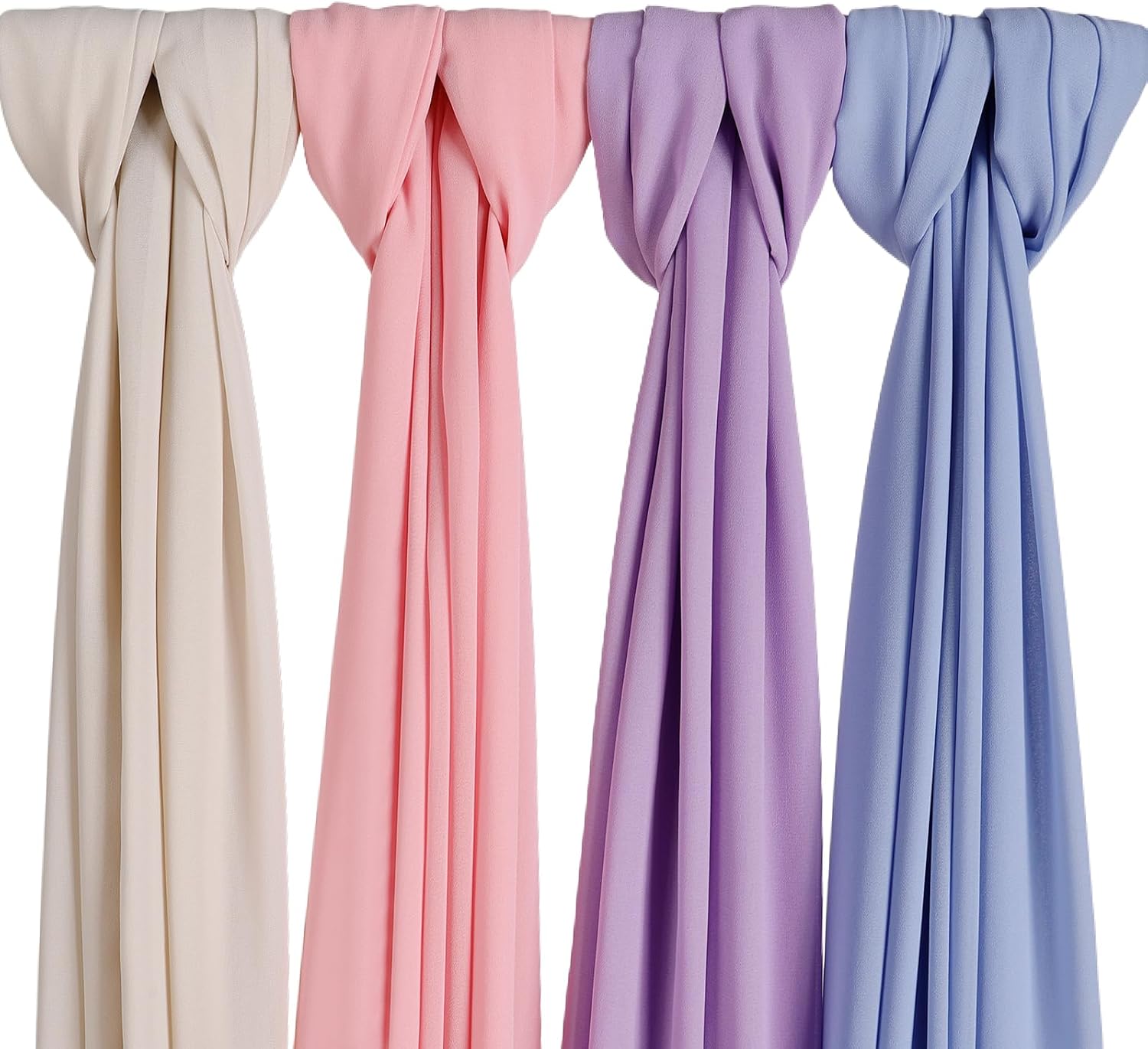 Febfim 4 PCS Muslim Women Soft Premium Solid Chiffon Hijab Scarves Shawl Long Scarf Wrap Scarves with Gift Box - Image 2
