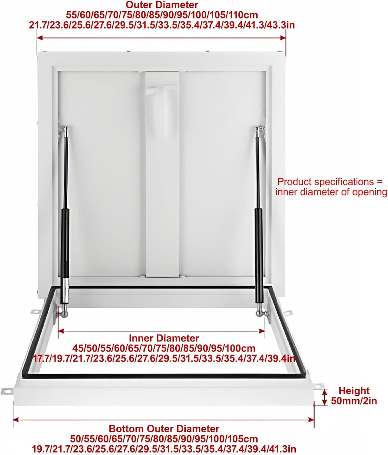 Roof Hatch, Roof Access Hatch, with Sealing Rubber Gasket & Handle, with Hydraulic Support Rod and Switch Type Handle, for Home Industry(70cm/27.6in)