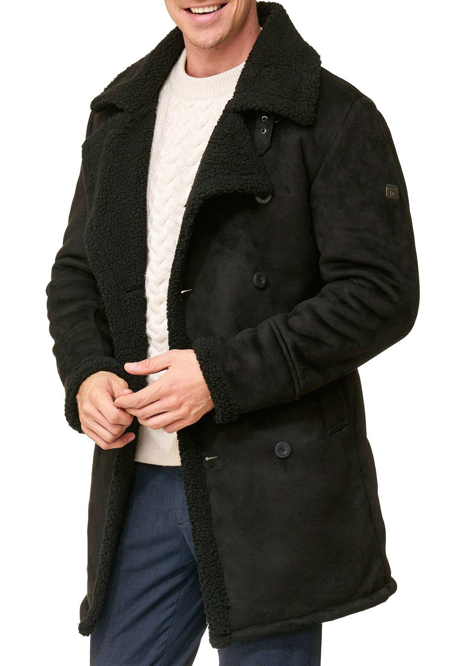 Indicode Uomini Barlow Coat | Cappotto corto con revers e pelliccia sintetica Teddy
