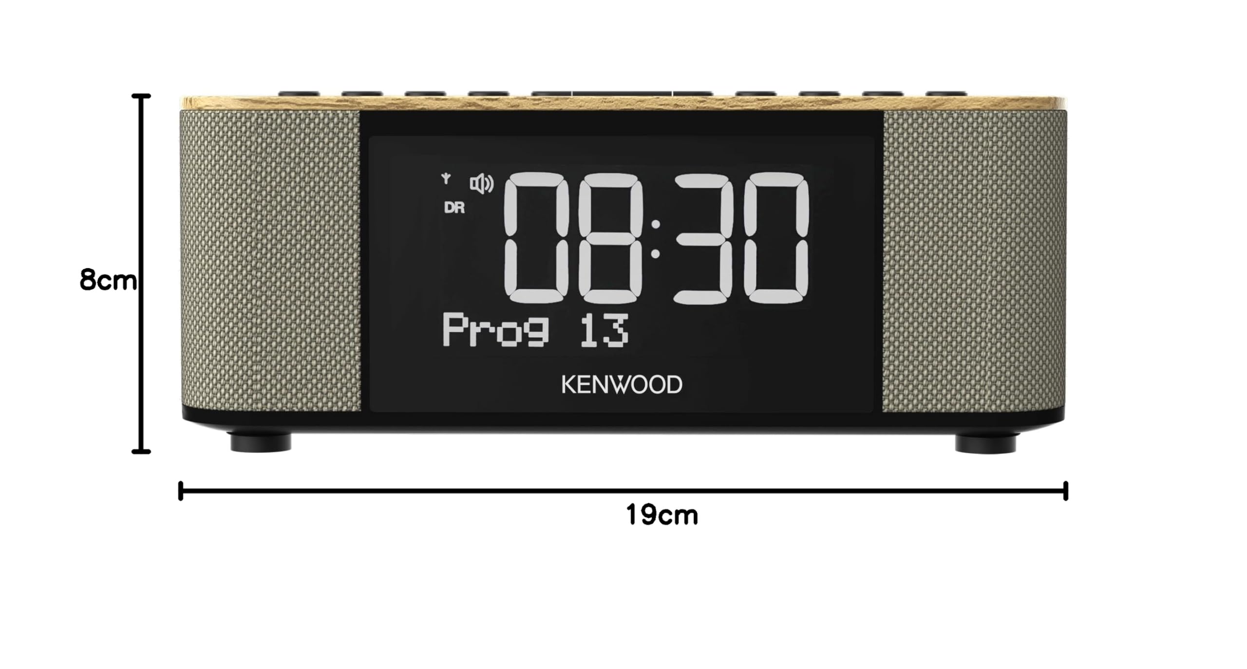 Kenwood CR-ST40DAB-M - Radio Despertador estéreo con 3 alarmas, Dab+, FM, Bluetooth, USB, función de Carga, Pantalla Grande, 5 Niveles de Intensidad Regulable, 6 W RMS, Memoria de la estación