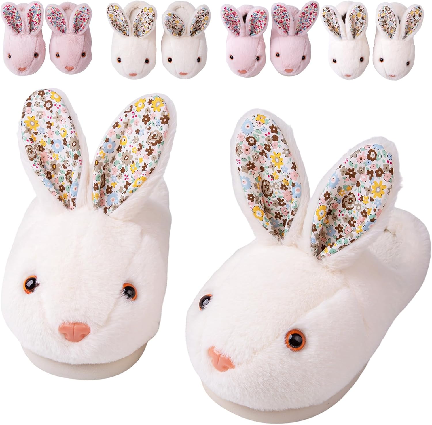 Womens Bunny Warm Slippers Soft House Memory Foam Lightweight Slippers Fleece Lining Rabbit Shoes