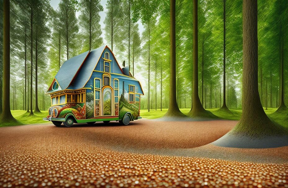 Paysage de forêt sur toile murale Meechi pour salon apaisant de 50 x 70 cm
