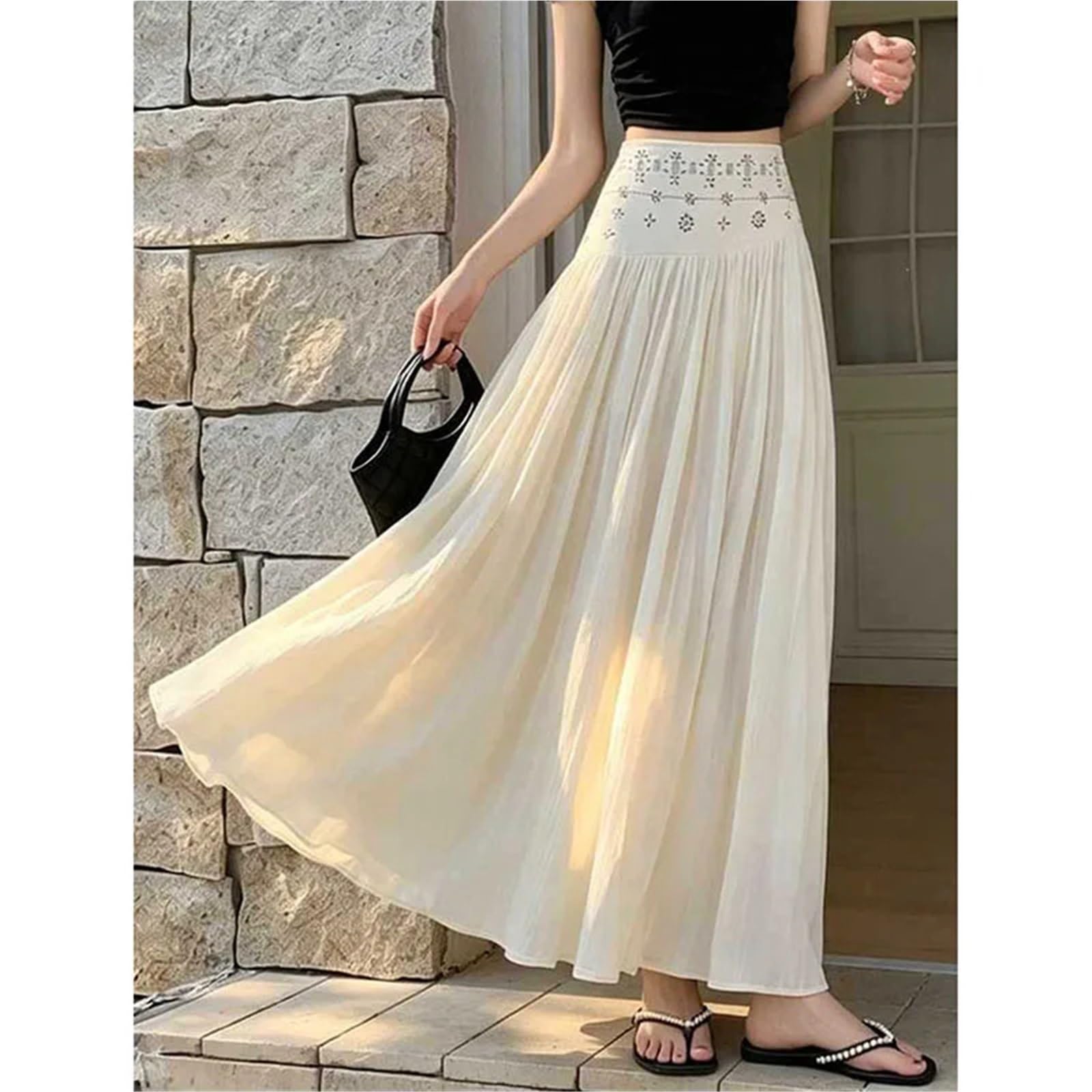 Gonne in chiffon bianco for le vacanze Garza sottile estiva femminile