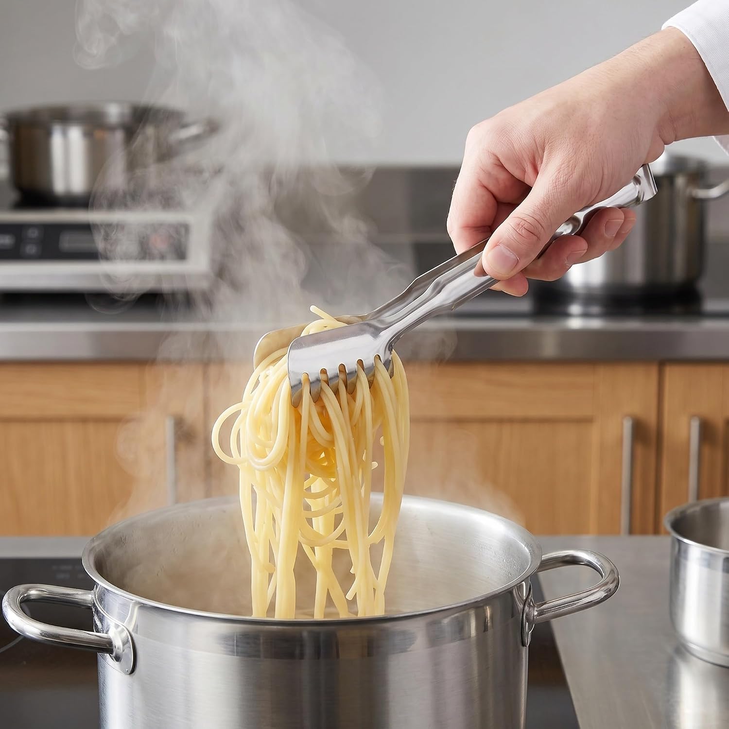 2pcs Spaghetti Spoon and Tong Set with Drain Holes Stainless Steel