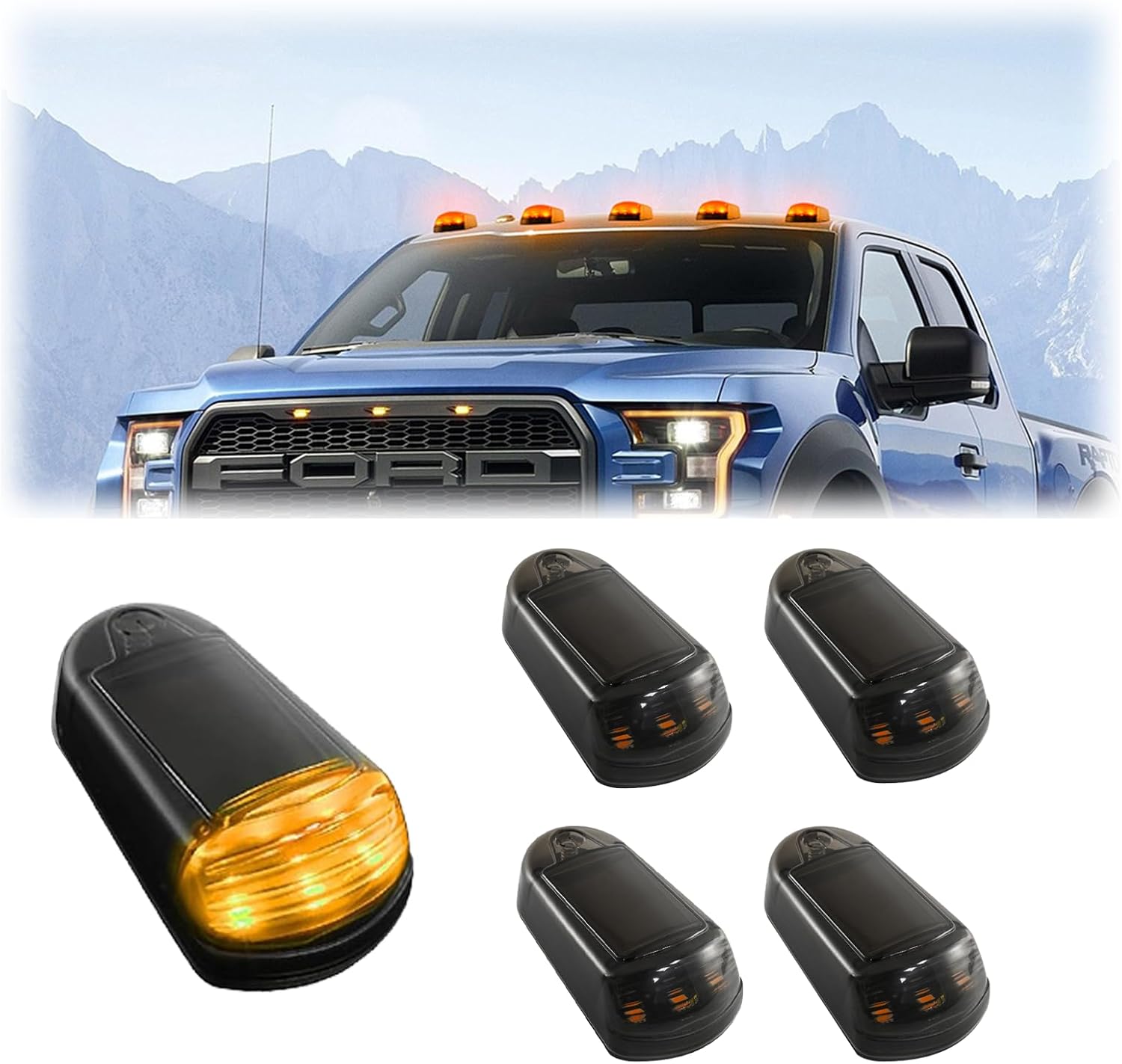 Luci Cabina Wireless Per Camion - Luci LED Solari Con Sensore Di Vibrazione - Gialle, No Drill, Facili Da Installare - Foto 2