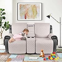 Vista 4 de KinCam Funda de sofá reclinable 100 impermeable con consola fundas de sofá reclinable antideslizantes para 2 asientos funda de sofá reclinable