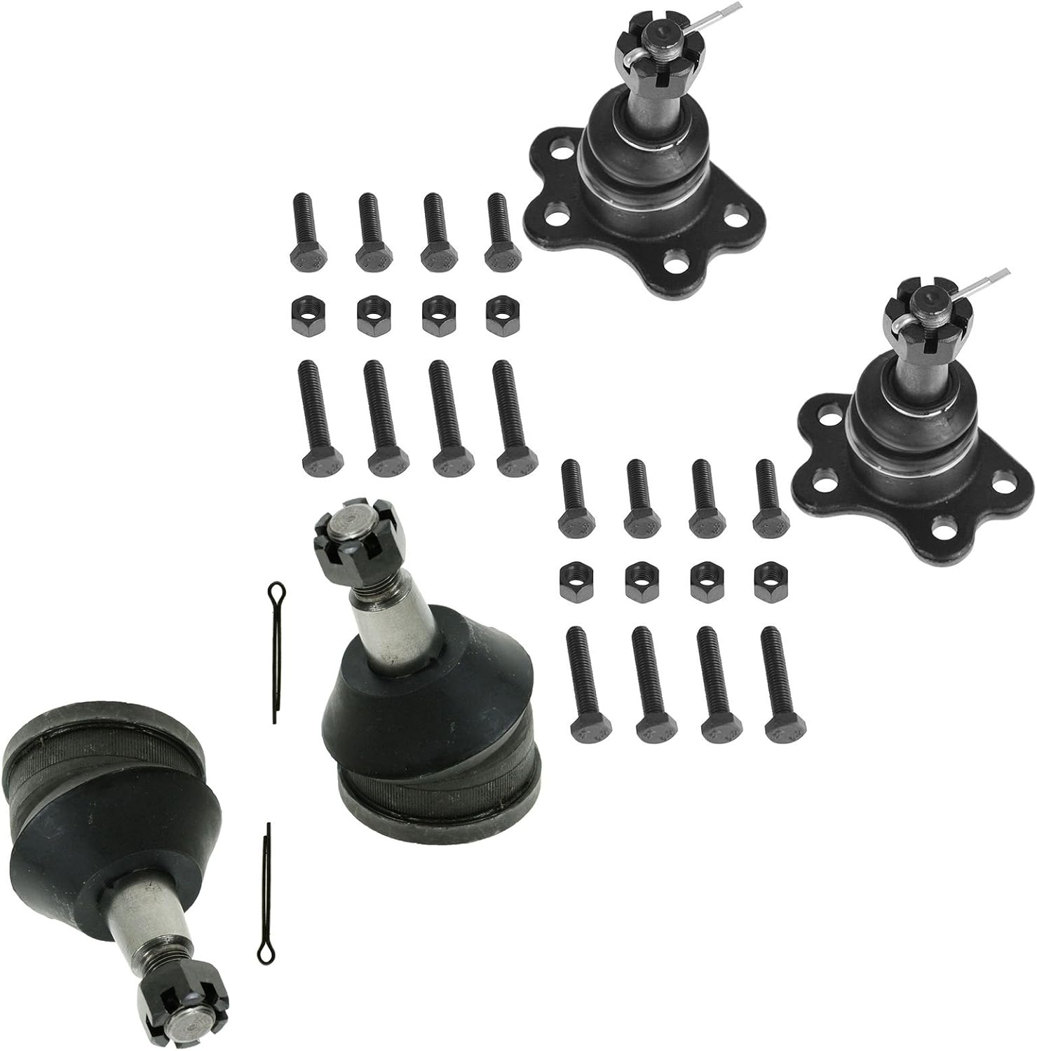 TRQ Front Upper and Lower Ball Joint Set Compatible with 93-99 Chevrolet C1500 93-99 C1500 Suburban 93-00 C2500 with 6 Lug Wheels 96-02 Express 1500 96-02 Express 2500 with 6 Lug Wheels 95-00 Tahoe