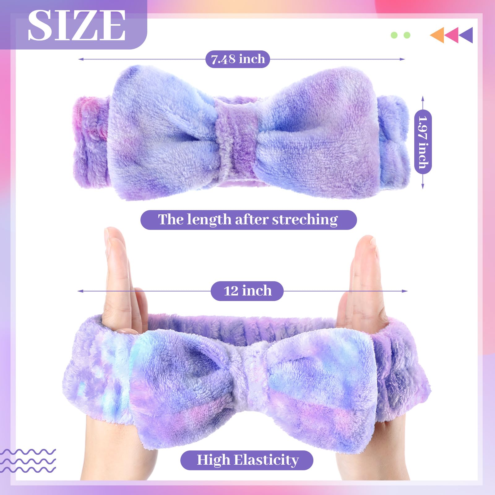 Riceshoot 24 fasce elastiche per la cura della pelle, in microfibra, per il lavaggio del viso, accessori per capelli, per donne e ragazze, regalo per doccia
