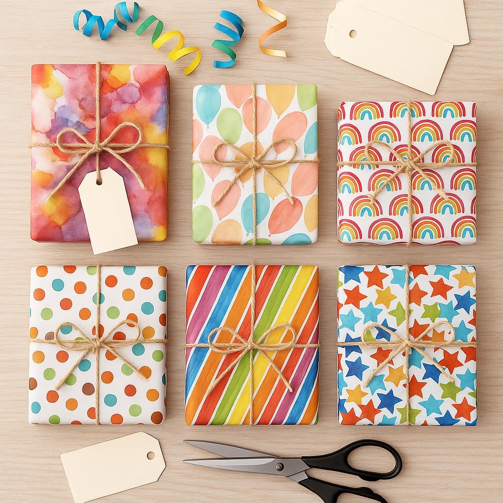 COZI Gift Wrapping Paper Sheet - 6 Sheets Folded Flat for Party, Birthday, Wedding, Christmas, Baby Shower - 19.7 Inch X 27.5 Inch Per Sheet image 3
