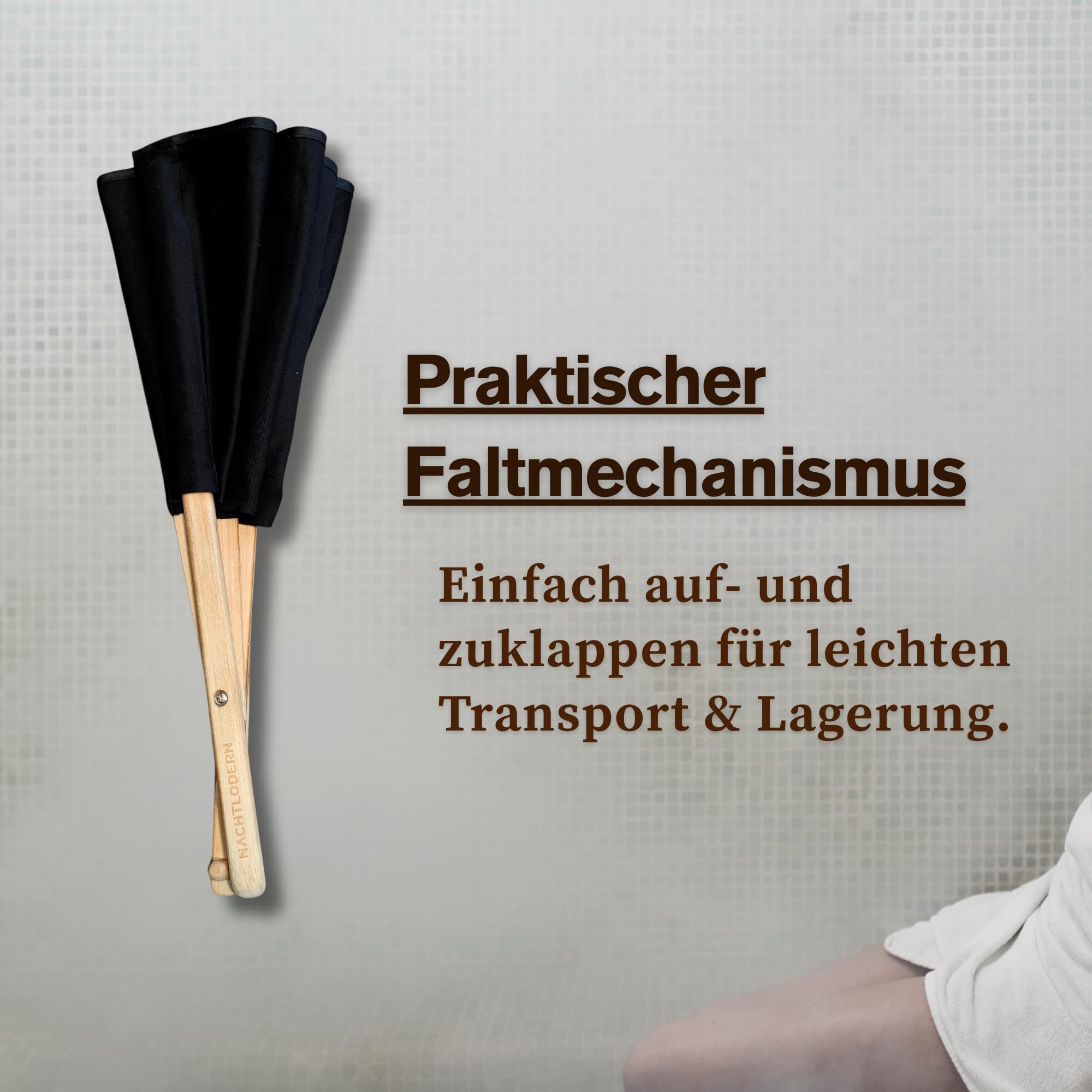 Sauna Fächer aus Naturholz & Baumwolle | Edler Saunawedel für Aufguss & optimale Hitzeverteilung | Handfächer für Wellness & Spa | Hochwertiges Sauna Zubehör
