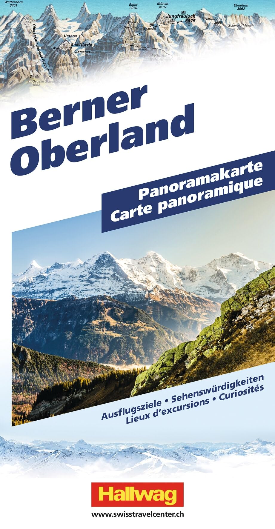 Bernese Oberland Panoramic Map: Faszinierende Landschaftskarte mit 3D-Darstellung