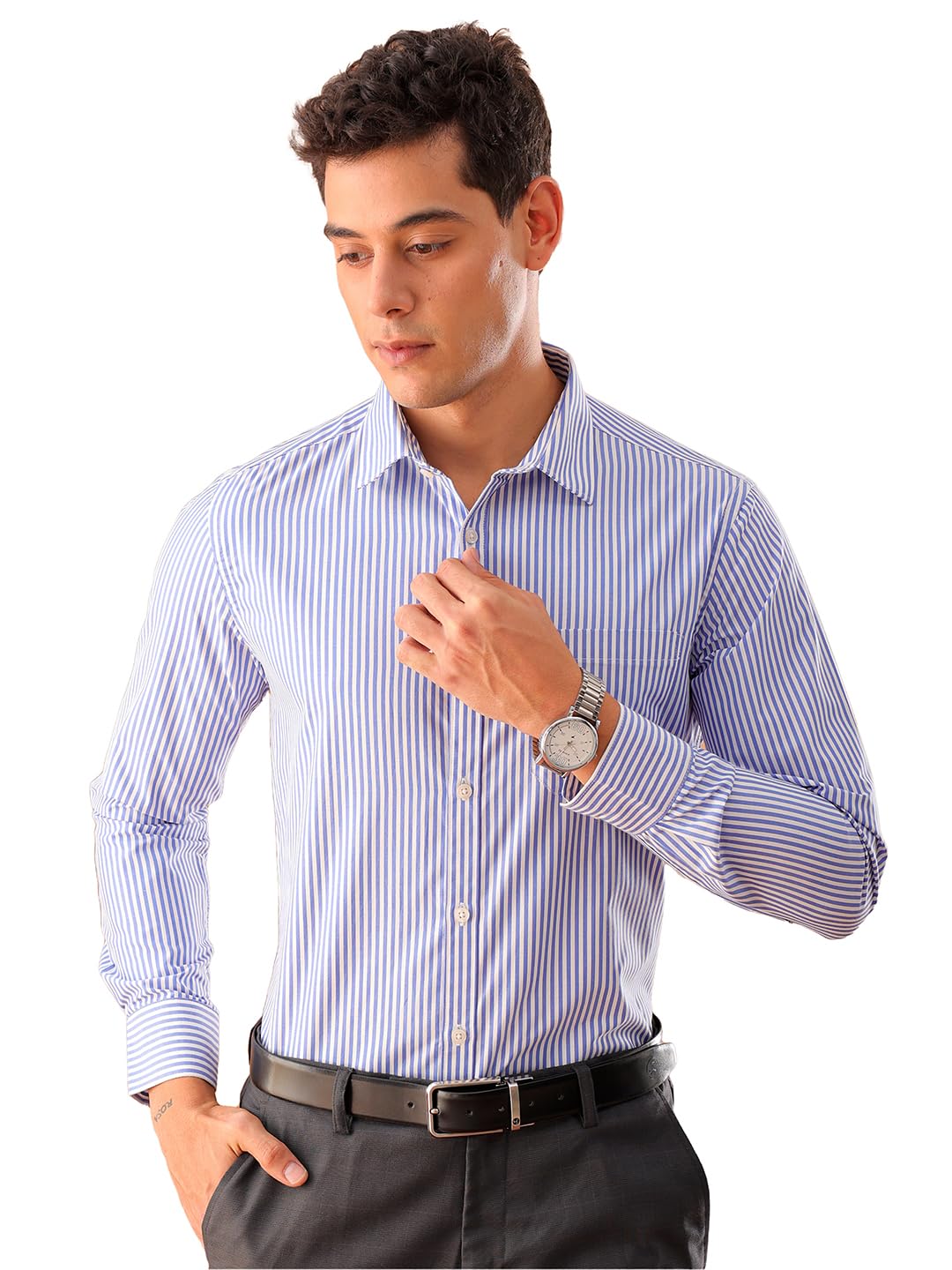 The Indian Garage Co Men Slim Fit Striped Full Sleeves Cutaway Collar Formal Shirt - Review, Price and Buying Guide