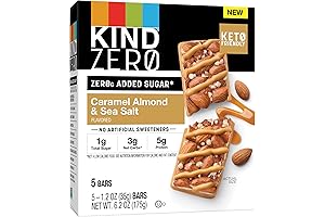 ZERO Added Sugar Bars, Keto Friendly Snacks, Caramel Almond and Sea Salt Flavored