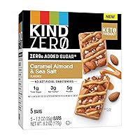 Vista 1 de KIND ZERO Added Sugar Bars, Caramel Almond & Sea Salt, Keto Friendly Snacks, Gluten Free, 5g Protein, 5 Count