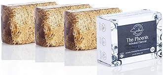 SABUN CO. [3 Pack] Activated Charcoal Loofah Soap Bar - Natural Exfoliating Bar Nourishing, Hydrating, Moisturizing Handmade Soap For Face and Body [4.4 oz - 125 gr x 3]