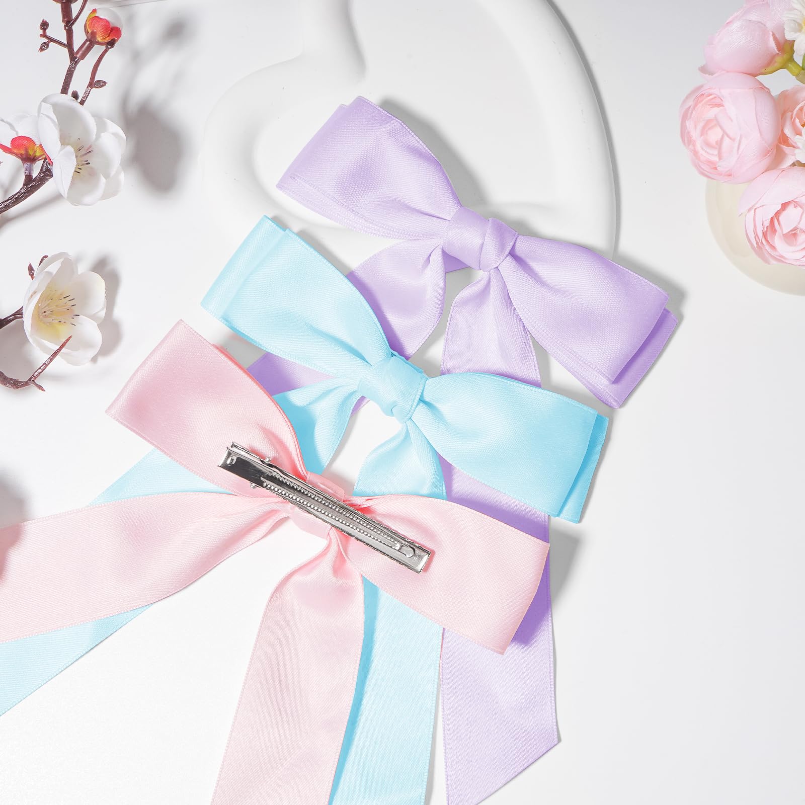 Amazon.com : 3Pcs Hair Bows for Women Pink Purple Blue  display picture 2