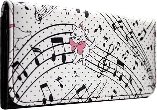 Animation Aristocats Little Princess Marie Musical Notes Purse Tri-Fold Coin Pocket & Card Holder, White