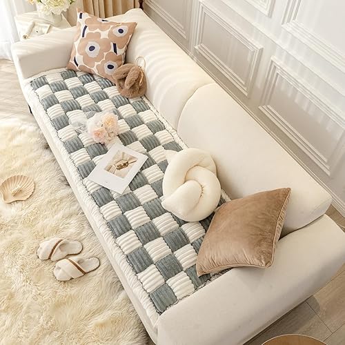 Miniatura 3 de vctops Funda de sofá con diseño a cuadros de búfalo de granja, funda de franela antideslizante para sofá seccional, alfombra suave y gruesa para