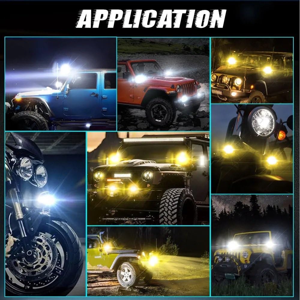 Fari Super Luminosi Faretti A LED Per Moto Proiettori Per Fari Per Auto Lampadine Lampada Automatica Lente Per Lampada A Doppio Colore Spot Nebbia Luce Ausiliaria 200W(2 PCS White Yellow)
