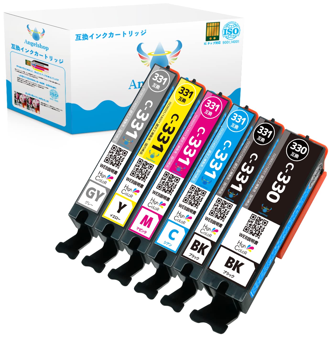 Amazon.co.jp: 【Angelshop】 BCI-331 (BK/C/M/Y/GY)+ 330BK 6色