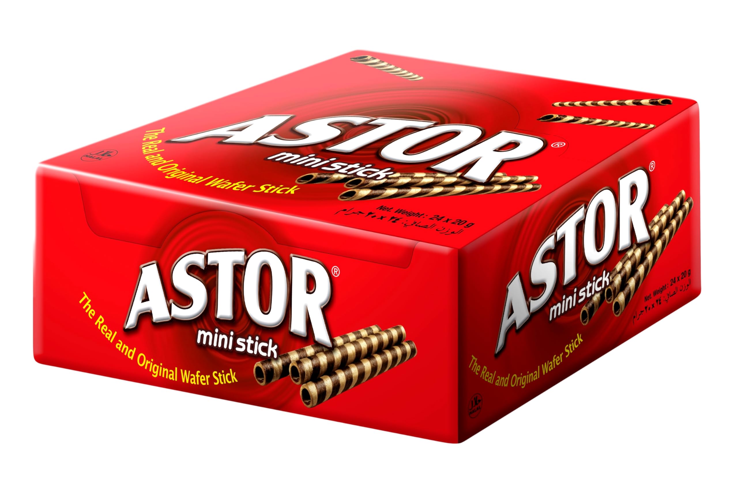 Mini Astor Chocolate Wafer Sticks 24 x 20g – Creamy Chocolate-Filled Crispy Wafers, Individually Wrapped, Perfect for Snacking, Lunchboxes & Gifting