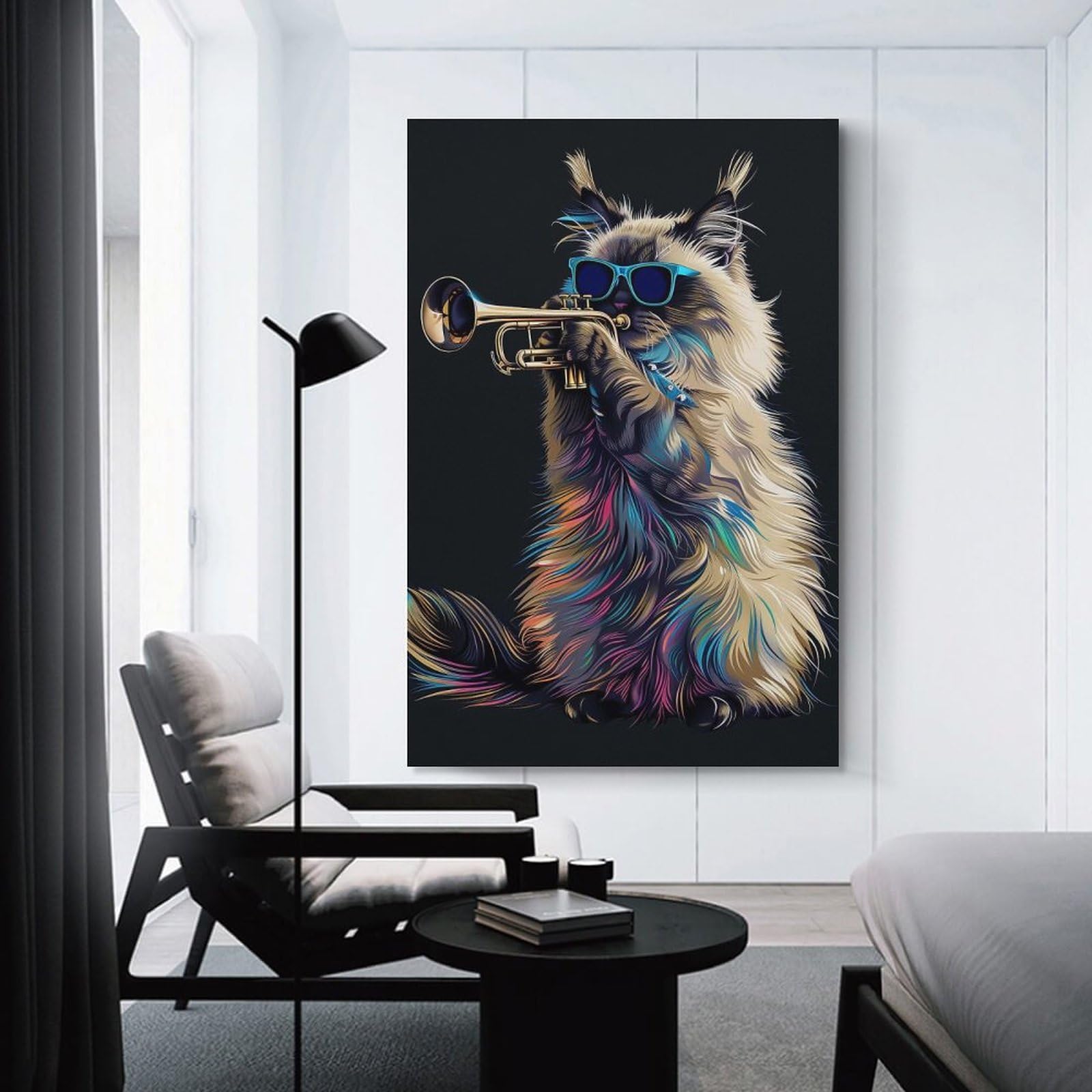 Junmoney Canvas Wall Decor Birman Trumpet, 16x24inch(40x60cm), for Restful Interiors, Bedrooms Or Small Rooms, Canvas Wall Decor for Personal Spaces