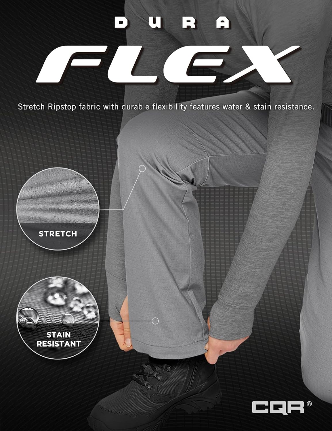 CQR Women's Flex Stretch Tactical Pants, Water Resistant Ripstop Work Pants, Outdoor Hiking Straight/Cargo Pants with Pockets