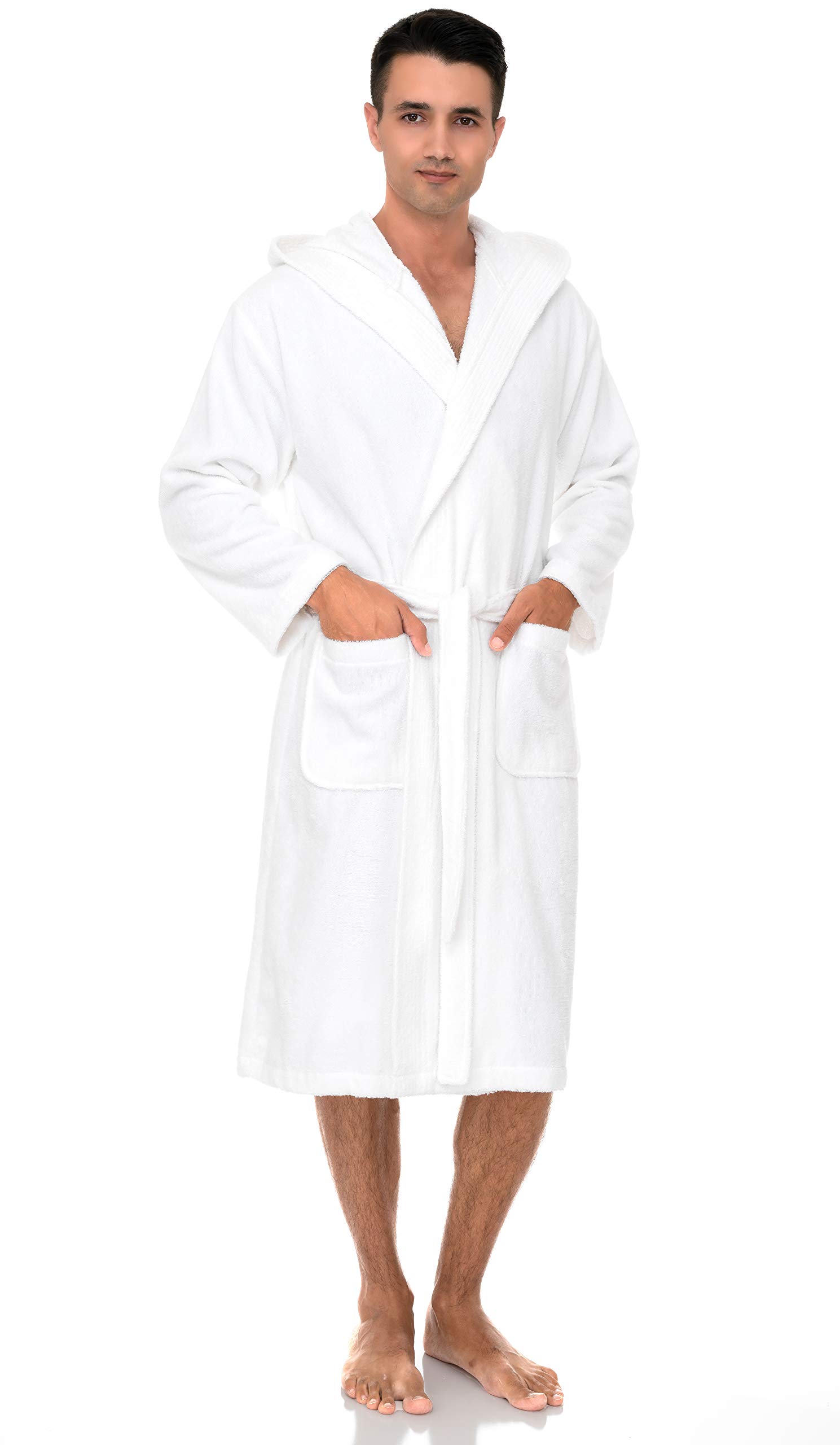 TowelSelections Mens Hooded Robe Cotton Terry Cloth Towel Bathrobe Soft Shower Bath Robes for Men XS to 4X