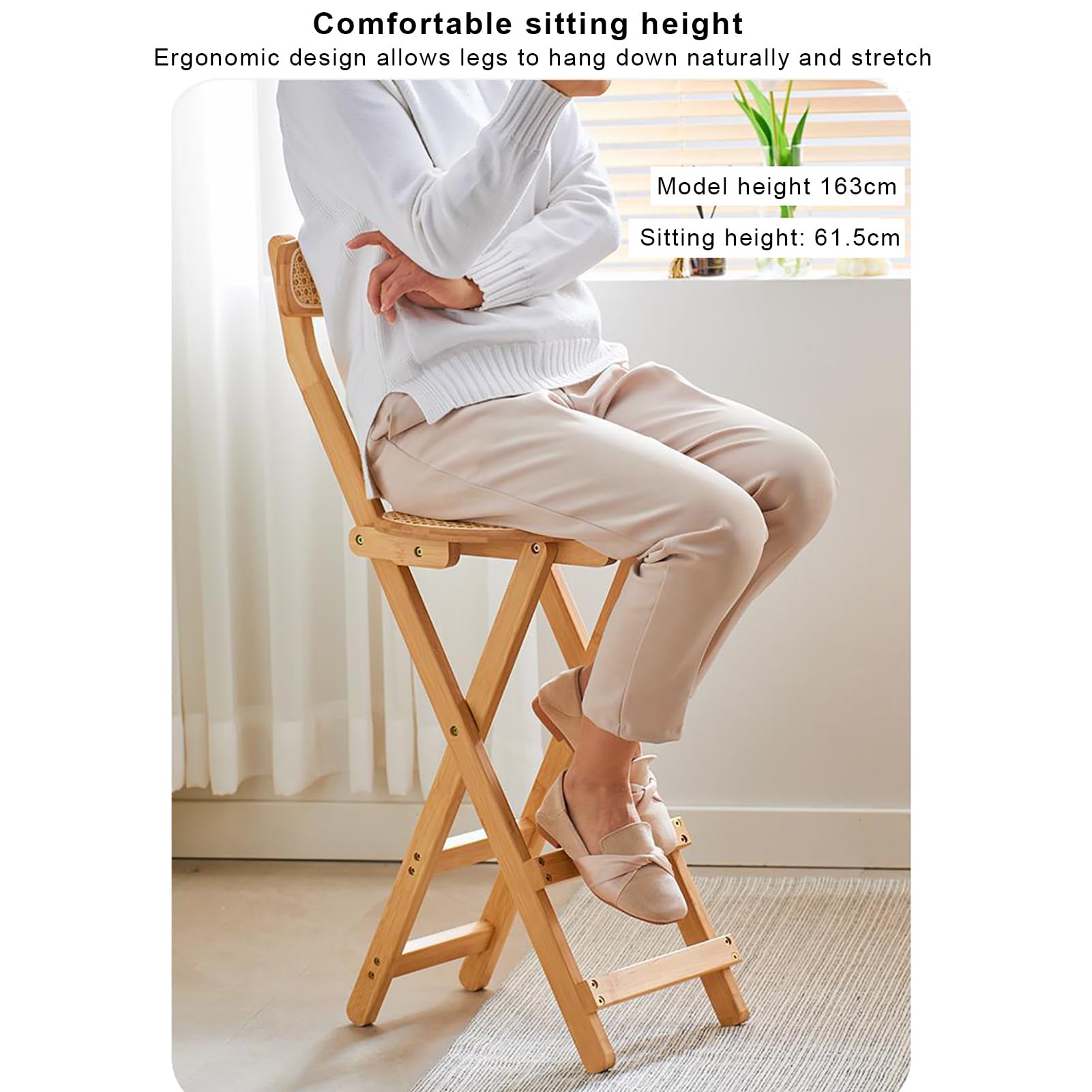 Amazon.de: Faltbarer Bambus-Barhocker, Kchen-Barhocker mit Rckenlehne und  Fusttze, Rattan-Thekenhhe, Barstuhl fr Kche, Insel, Esszimmer, ...