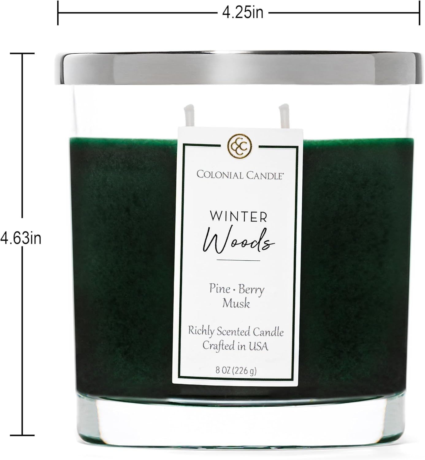 Colonial Candle Winter Woods Scented Candle Jar, Highly Fragranced Candles for Home Scented, Mottled Wax Candle, 2 Wick, 8 oz - Made in The USA - Image 4