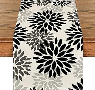 Artoid Mode Black Dahlia Floral Pinnata Halloween Table Runner, Fall Aut...