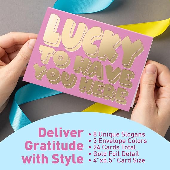S&O Employee Appreciation Cards for Coworkers - 8 Designs - Assorted Thank You Cards with Envelopes - For Office Staff Recognition, Work Anniversary & Gratitude - Staff Appreciation, 4x5.5