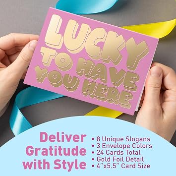 S&O Employee Appreciation Cards for Coworkers - 8 Designs - Assorted Thank You Cards with Envelopes - For Office Staff Recognition, Work Anniversary & Gratitude - Staff Appreciation, 4x5.5