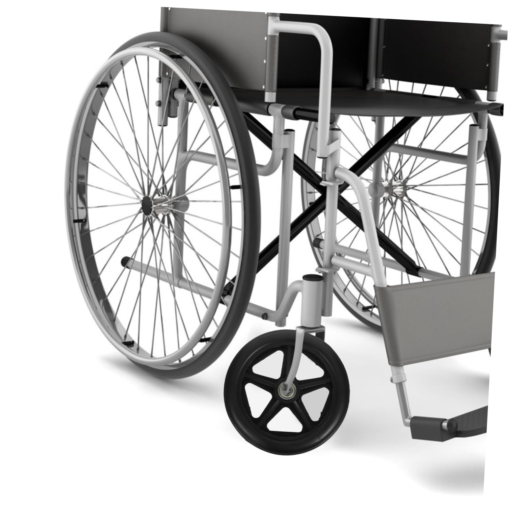 Gogogmee 6 Inch Wheelchair Wheel Replacement Rubber Small Wheel for Wheelchair Universal Front Fork Wheel Assembly