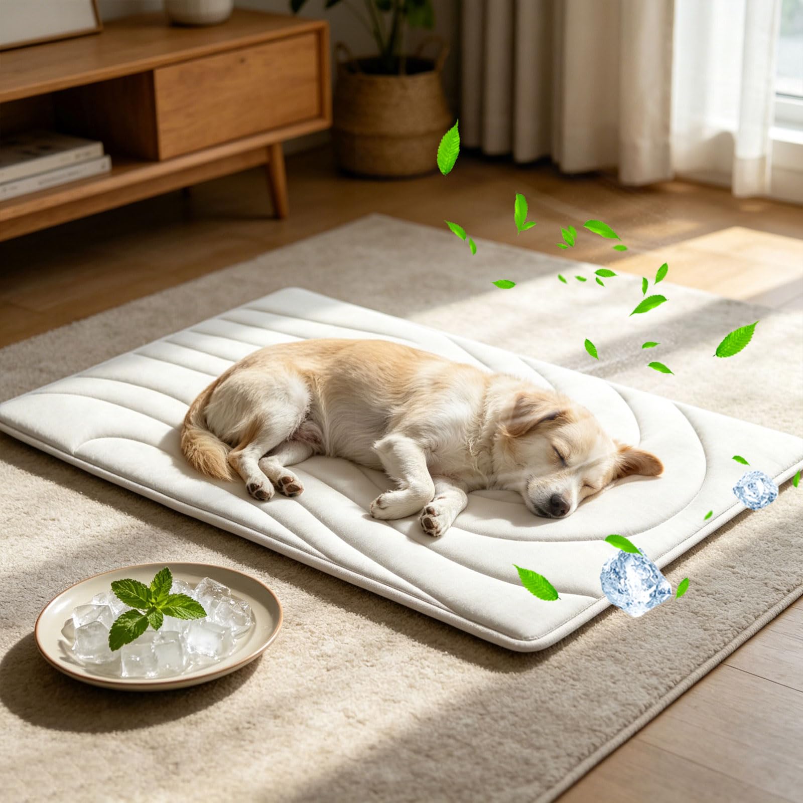 Dog Cooling Mat, Cooling Dog Bed for Extra Large Cooling Blanket for Dogs Dog Cooling Pad for Kennels, Crates, Cars, Indoor & Outdoor Ice Silk Cooling Mat for Extra Large Dogs (Grey 41x51cm)