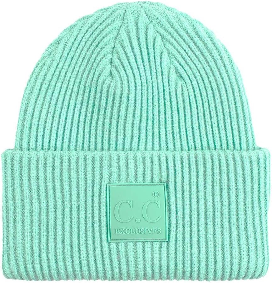 C.C Unisex Winter Thick Knit Plain Cuff Skull Cap Beanie Hat
