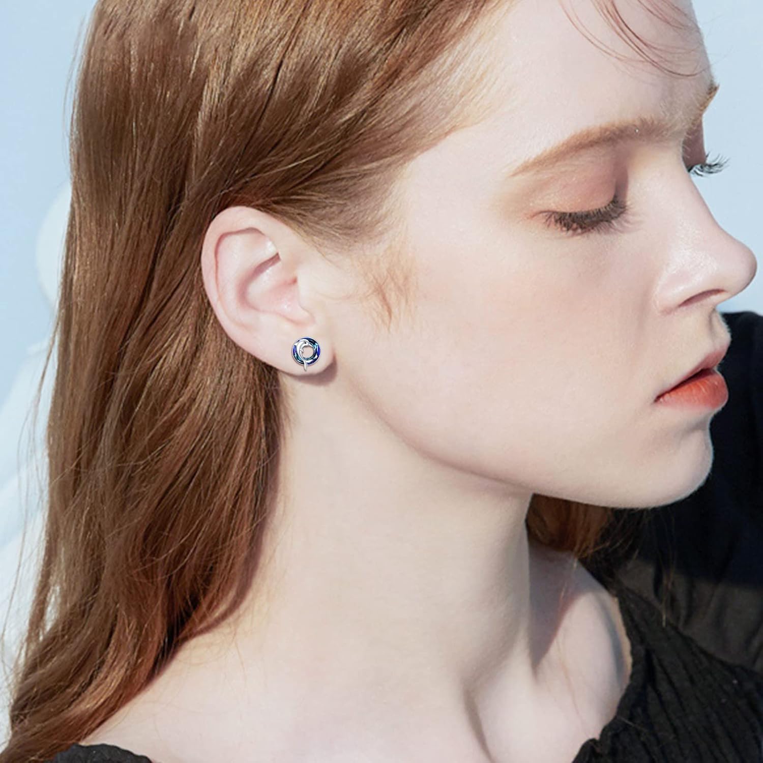 925 Sterling Silver Animal Earrings Highland Cow/Hummingbird/Ladybug/Otter/Shark/Dolphin Stud Earrings Hypoallergenic Animal Jewelry Gift for Her Women Birthday Anniversary Halloween Christmas - Image 4