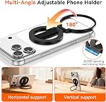 4-in-1 Support de sonnerie de téléphone magnétique pour Magsafe - [2025 Boucle de boucle de bande de doigts améliorée] 360 Poignée rotative de support de téléphone pour iPhone 17 Pro Max/16/15/14/13/12 Series