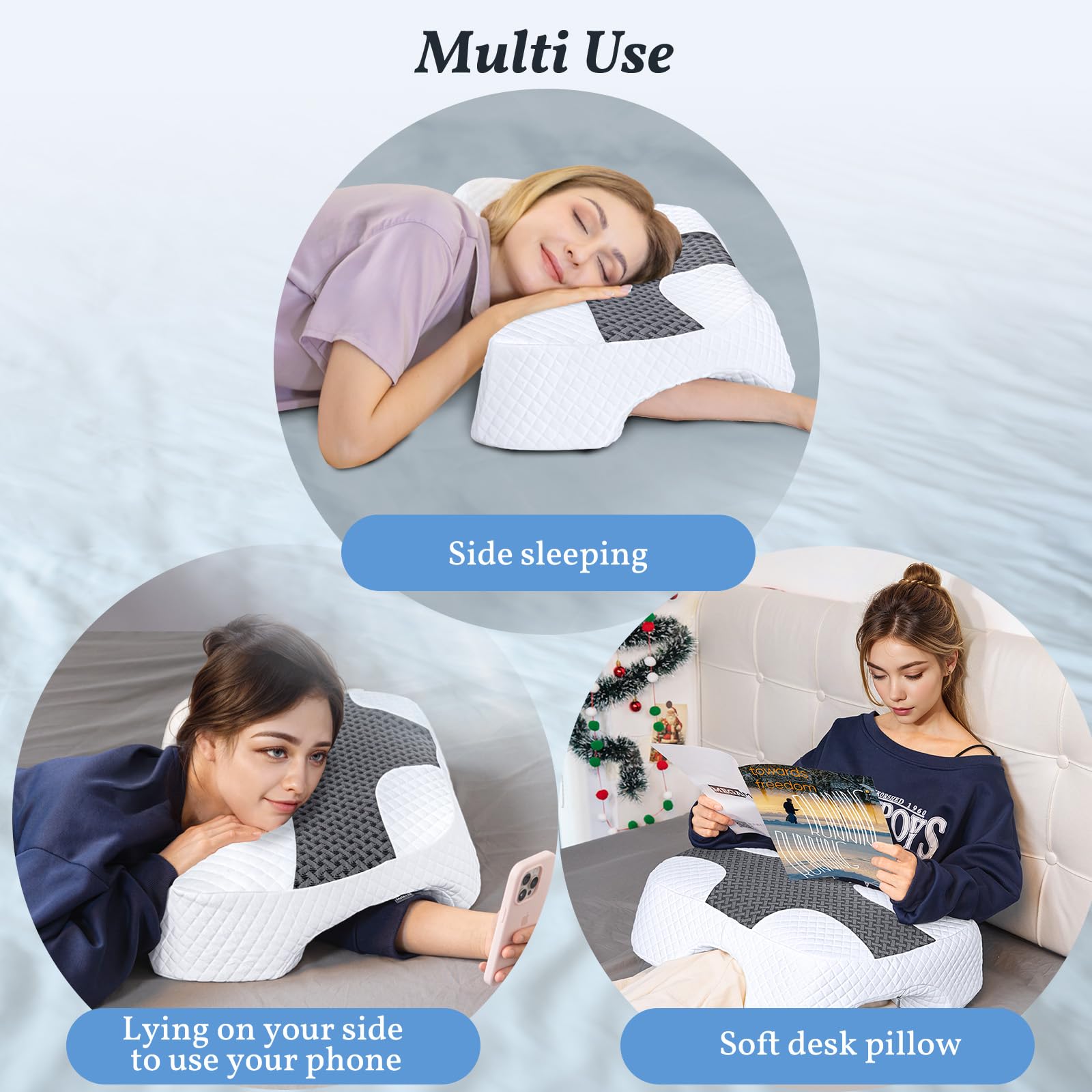 Oreiller Mémoire De Forme Avec Trou Pour Bras - Pour Dormeurs Sur Le Côté, Dos, Ventre - Confort Cervical Et épaule