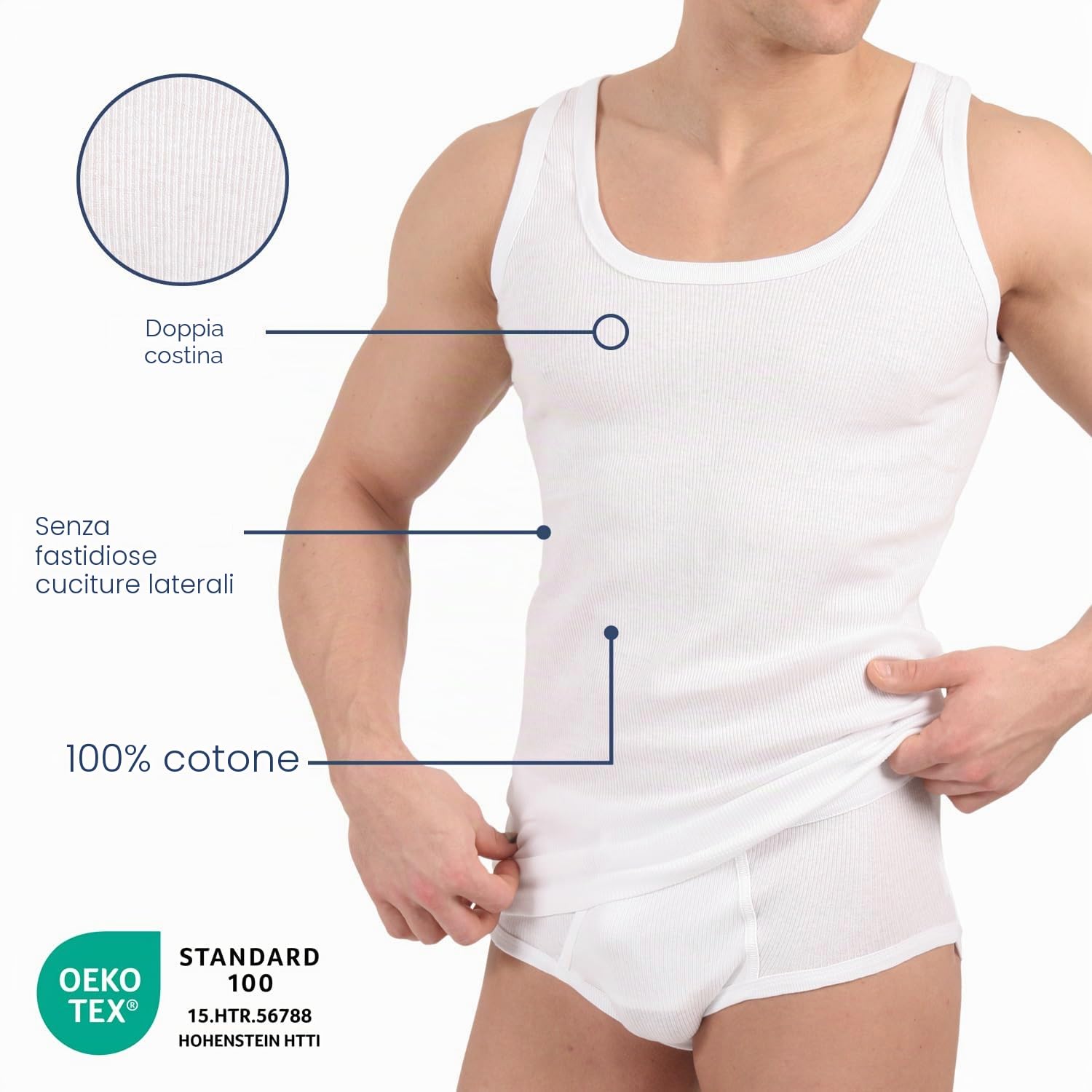 CELODORO - 5 canottiere da uomo a costine, 100% cotone pettinato, altissima qualità, pretrattate contro il restringimento - originali Celodoro Exclusive