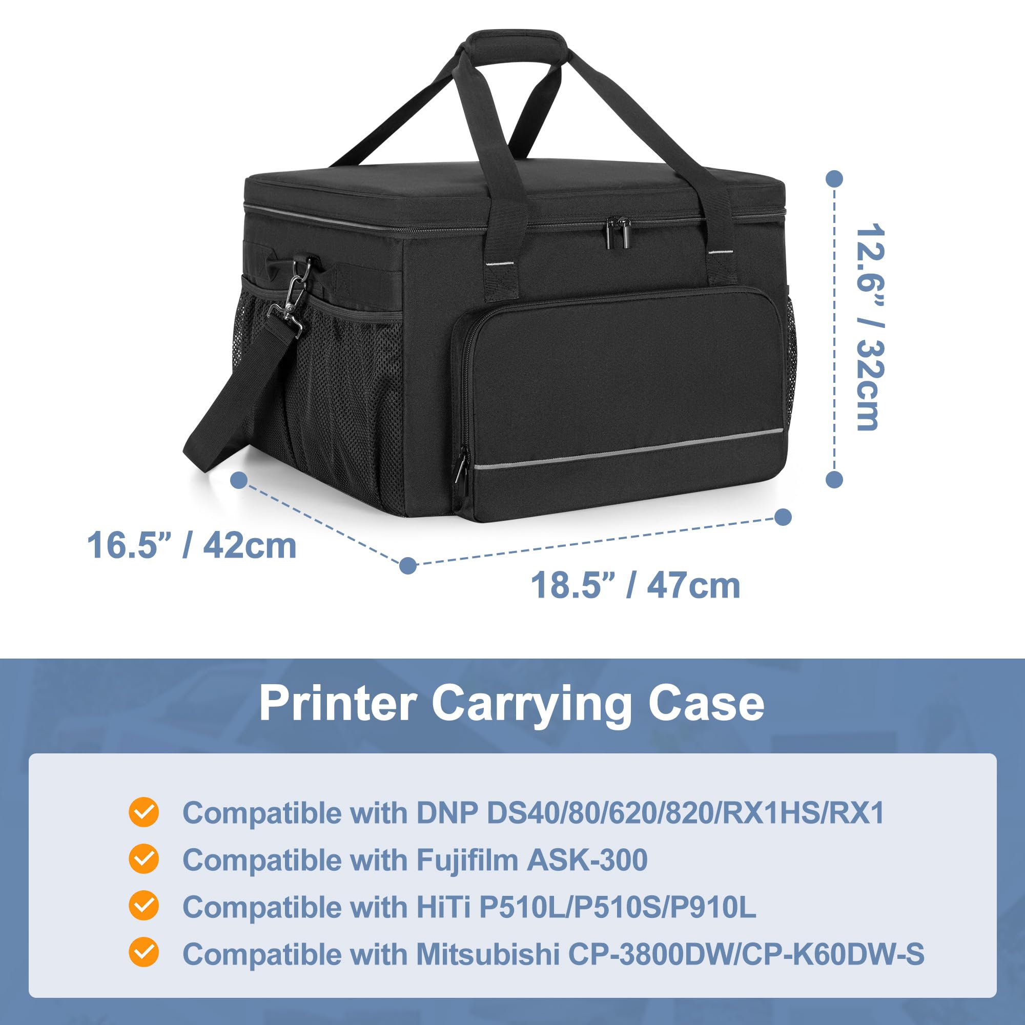 Yarwo Tragetasche für Drucker, kompatibel mit DNP/Fujifilm/HiTi Sublimationsdruckern, 47 x 42 x 32 cm