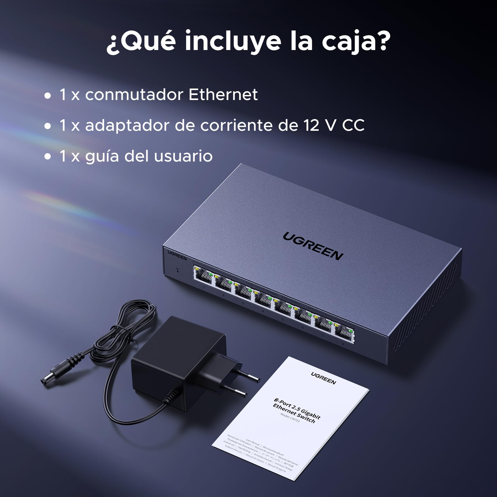 UGREEN 2.5G Switch Ethernet 8X2.5G Puertos, Plug y Play (8 Puertos) | Switch RJ45 Carcasa Metal No Gestionado 4KV Multiprise RJ45 Montaje Mural para PC NAS Servidor Consola de Juegos Vídeo 4K/8K