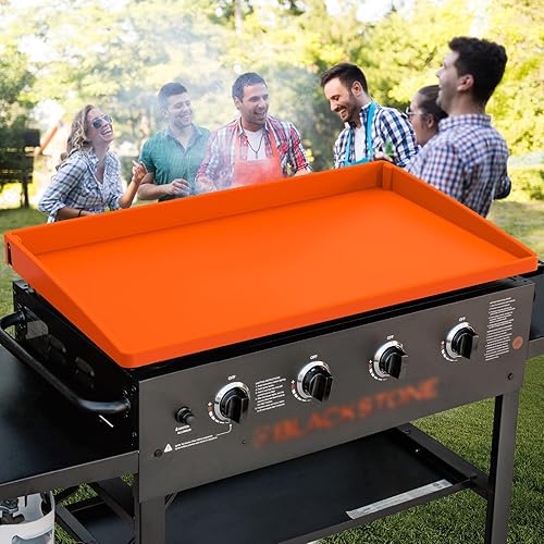 Tapete de silicona mejorado para parrilla de 36 pulgadas, bordes superiores, accesorios de piedra negra de grado alimenticio resistente,