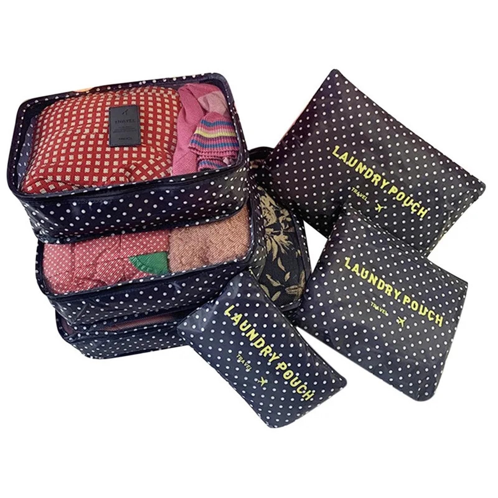 6pcs Travel Organizer Set Suitcase Storage Bag Portable Clothes Underwear Shoes Cubes For Travels Makeup Bags Luggage Organizers for Suitcases(Deep blue)
