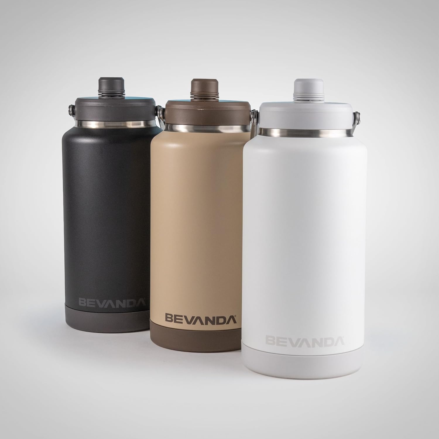 Bevanda - 1 Gallon Stainless Steel Insulated Water Jug (White) - Leakproof Hydration Bottle with Magnetic Cap & Steel Handle - Vacuum Sealed for Jobsite & Outdoor Work