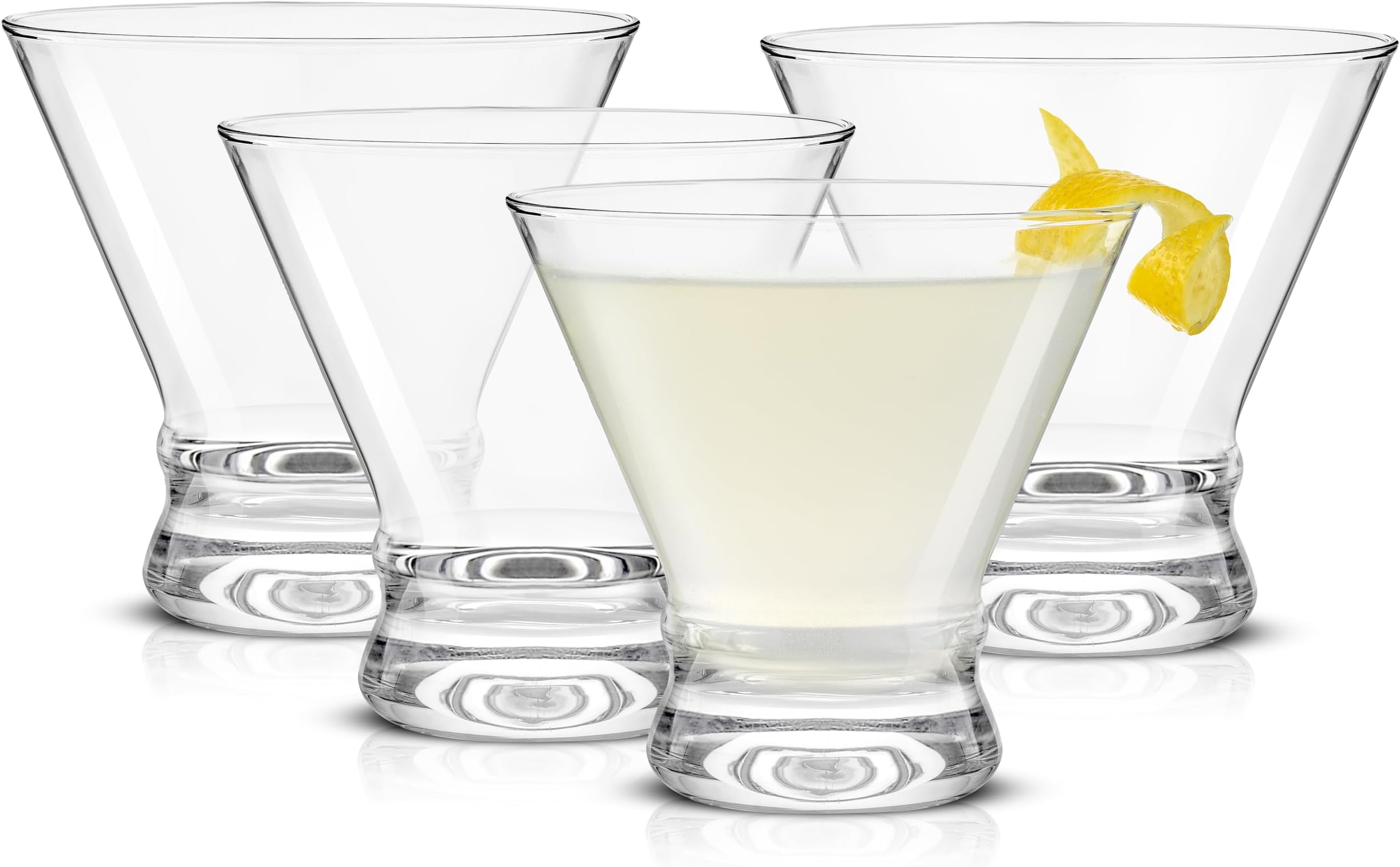 Afina Stemless Martini Glasses Set of 4, 8.5oz Liquor Drinking Glasses for Cocktail and Margarita, Bar Glass Cups, Glass Dessert Cups
