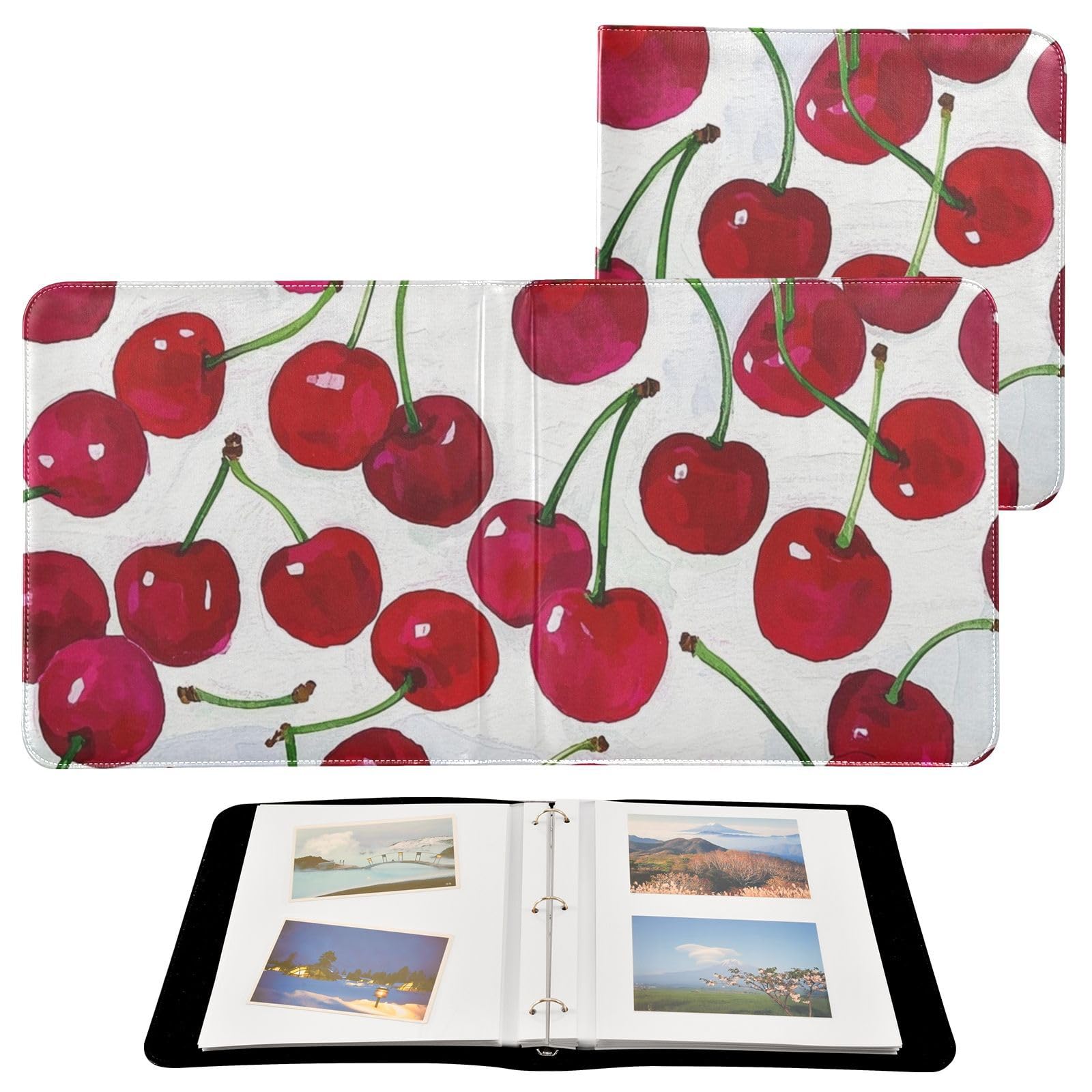Photo Album 4x6, 5x7,6x8,Artificial Leather Photo Albums with 20 Detachable Sheet Cherry Design for Family Wedding,Multi 12