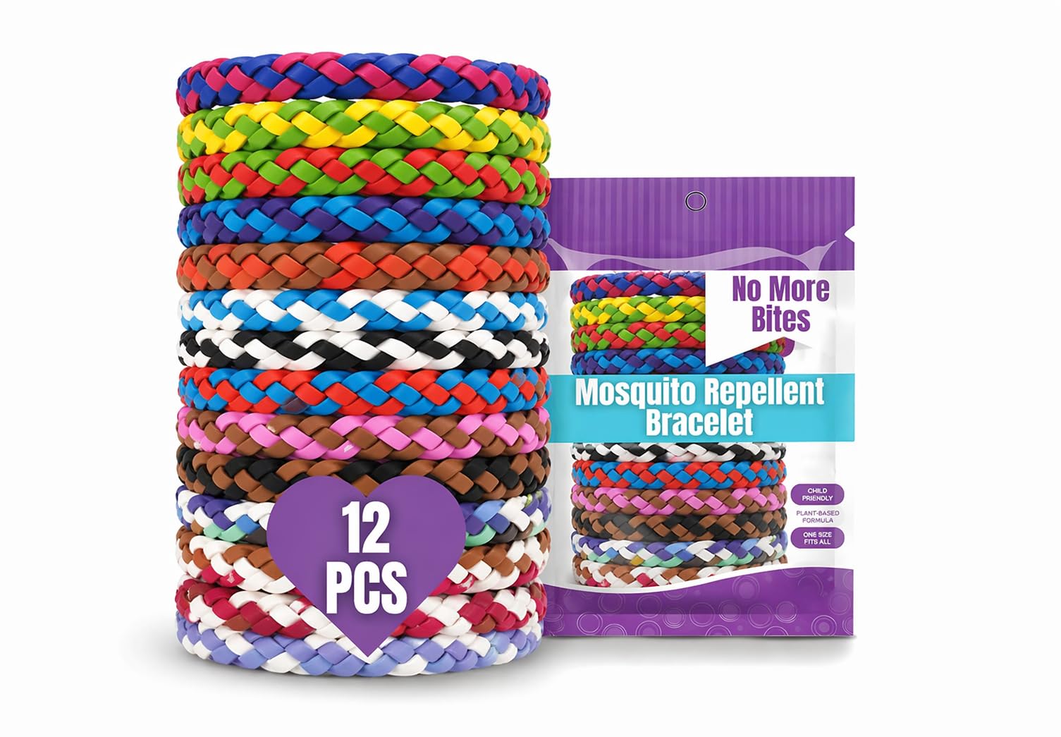 Premium Mosquito Repellent Bracelets (12 Pack) – Natural DEET-Free Bands, Adjustable & Waterproof, Safe for Kids & Adults, 300 Hours Long-Lasting Protection