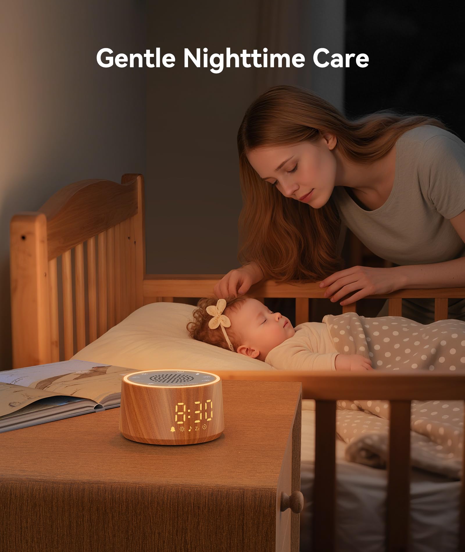 Dreamegg Veilleuse Bruit Blanc Bébé & Adulte avec Réveil Machine à Bruit Blanc 25 Sons Apaisants Lampe 10 Couleurs Minuterie 10–480min Écran et Lampe à 5 Niveaux de Luminosité 7 Sons d’Alarme